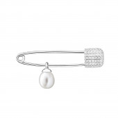 Brosa argint cu perla naturala alba model ac de siguranta DiAmanti SK19400BR-G